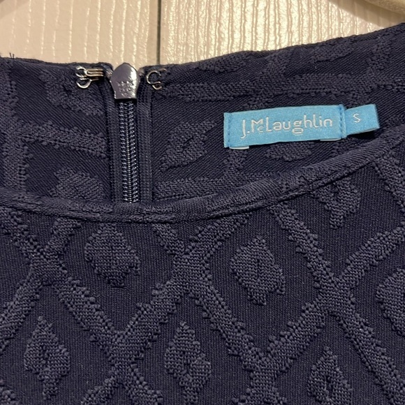 J.McLaughlin Swing Dress Duval Diamond Jacquard Short Sleeve Navy Size Small - Picture 6 of 8